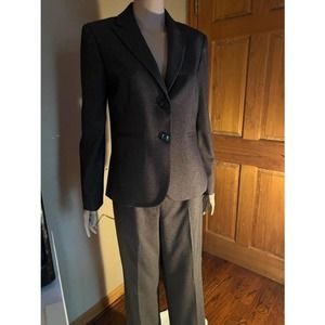 JONES NEW YORK Women 2PC Brown/Black Polyester Rayon Spandex Pant Suit Size 12p